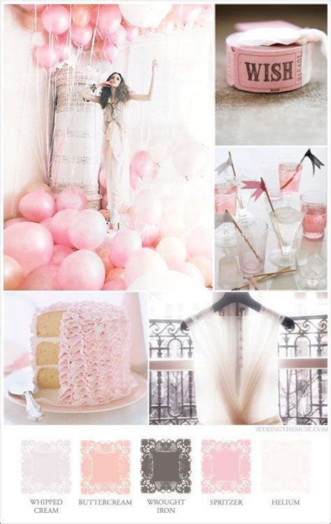 Mood board based on ethereal pink, balloons, ruffled cake, girly ...