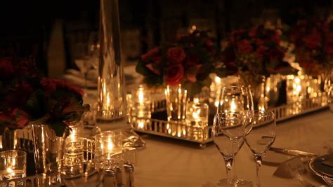 Elegant Candlelight Dinner Table Setting At Reception Stock Footage Video 1633819 - Shutterstock