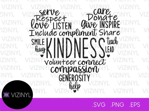 Kindness Word Art Heart SVG Valentines Day SVG Teacher - Etsy Israel