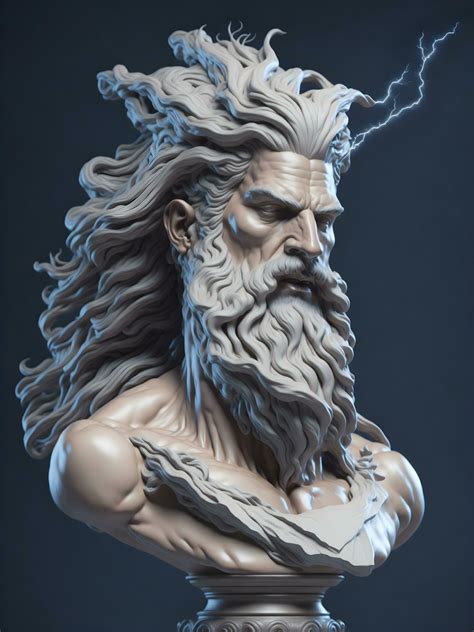 Bust of the god Zeus. Ancient Greek mythology. Antique sculpture. AI ...
