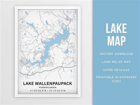 Printable Map of Lake Wallenpaupack Pennsylvania United - Etsy UK