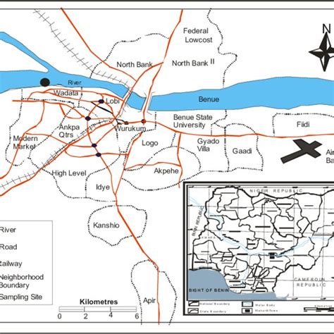 Map of Lower River Benue along Wadata Market, Makurdi, Benue State ...