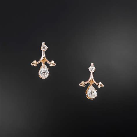 Petite Victorian Antique Pear-Shaped Diamond Earrings