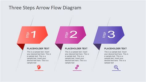 3 Steps Arrow Flow Diagram Template for PowerPoint