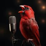 Cardinal Bird And Microphone Free Stock Photo - Public Domain Pictures