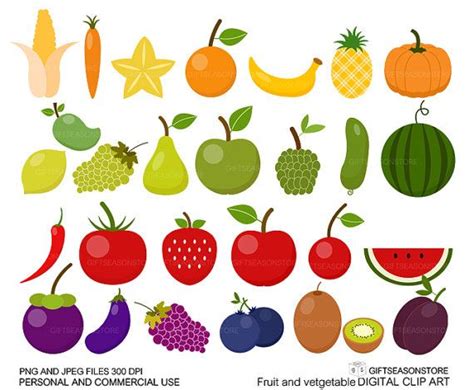 Fruit and Vegetable clip art for Personal and Commercial use - INSTANT ...