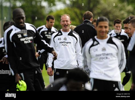 Newcastle united manager alan shearer all smiles training session ...