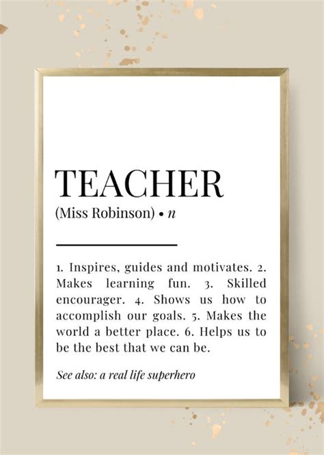 Teacher Dictionary Print Customized, Personalized Teacher Definition Sign, Teacher Presents ...