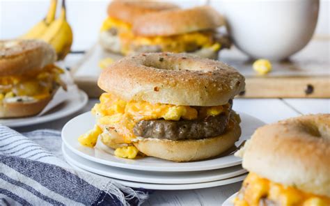 Sausage, Egg & Cheese Breakfast Bagel Sandwiches | Eat Wheat