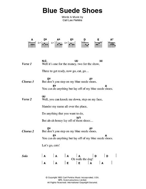 Blue Suede Shoes by Elvis Presley - Guitar Chords/Lyrics - Guitar Instructor