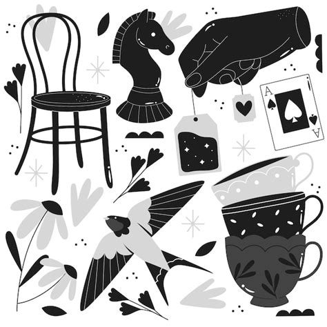 Free Vector | Hand drawn colorless illustrations