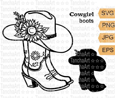 Drawing & Illustration Cowboy Boots Svg. Cowboy Boots Svg Flower Svg Cut Files Sunflower Cowboy ...