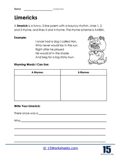 Limerick Worksheets - 15 Worksheets.com