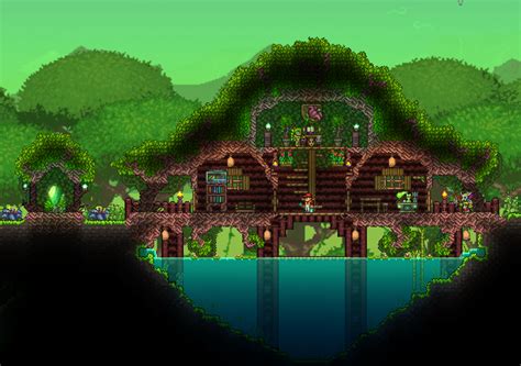 My 1.4 jungle house, i pretty satisfied the pylon i build : Terraria | Jungle house, Terraria ...