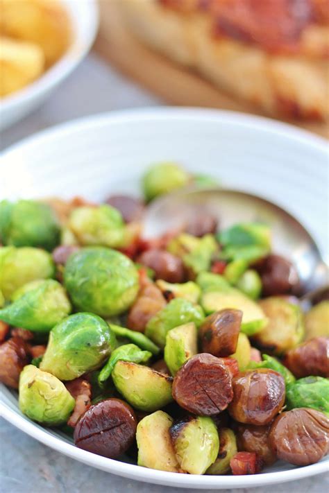 Pan Fried Sprouts with Chestnuts and Bacon | Recipe | Side dishes easy, Easy christmas dinner ...