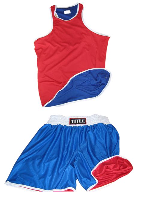 Title Boxing Trunks: Reversible - Red One Side and Blue One Side ...