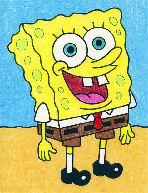 Draw SpongeBob SquarePants Tutorial and SpongeBob Coloring Page