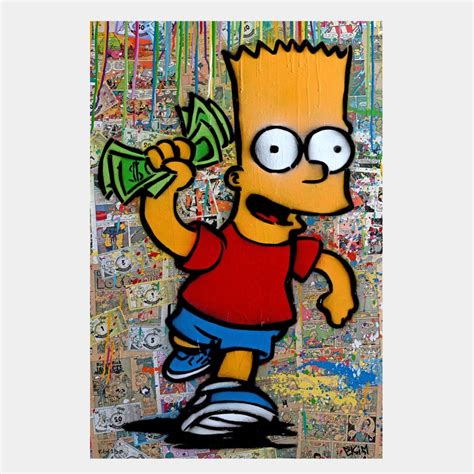 Bart Simpson Street Art Street Art / Graffiti the Simpsons Bart Simpson With Monoply Money ...