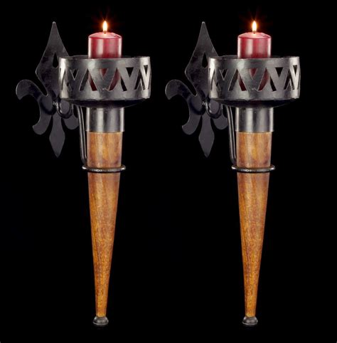 Medieval Wall Torches - Slim with Wooden Handle - Set of 2 | Miscellaneous | Medieval Knights ...