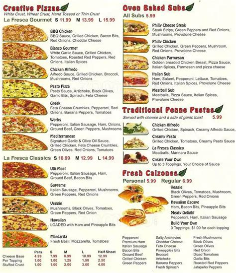 La Fresca Pizza Menu, Menu for La Fresca Pizza, West University Place, Houston - Urbanspoon/Zomato