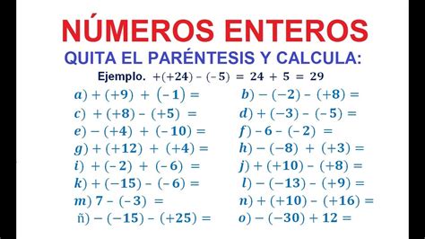 APLICACIÓN DE LA LEY DE SIGNOS Y REGLA DE LA ADICIÓN. QUITA EL ...