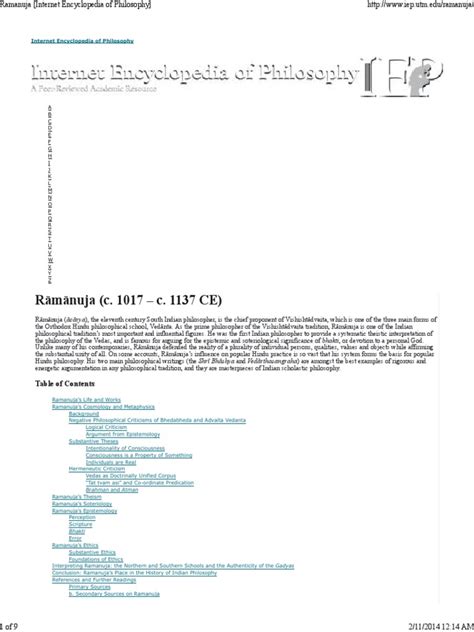 Overview of Ramanujar's Philosophy | PDF | Vedanta | Brahman