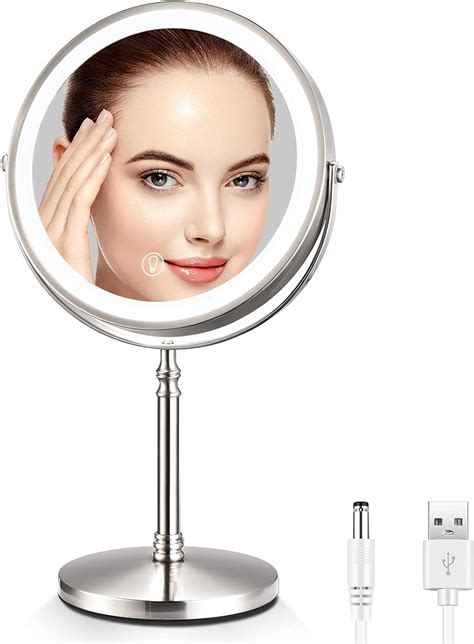 Buy Lighted Makeup Mirror 10X Magnification, 8 Inch Double Sided Makeup Vanity Mirror with 3 ...