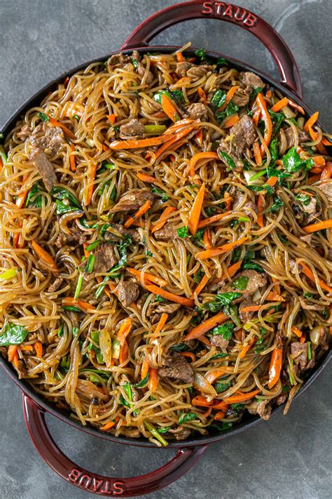 Japchae (Korean Stir-Fried Glass Noodles) - Momsdish