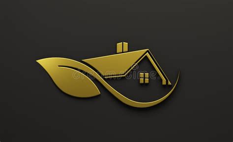 Gold Real Estate Logo. 3D Render Illustration Stock Illustration - Illustration of ecological ...