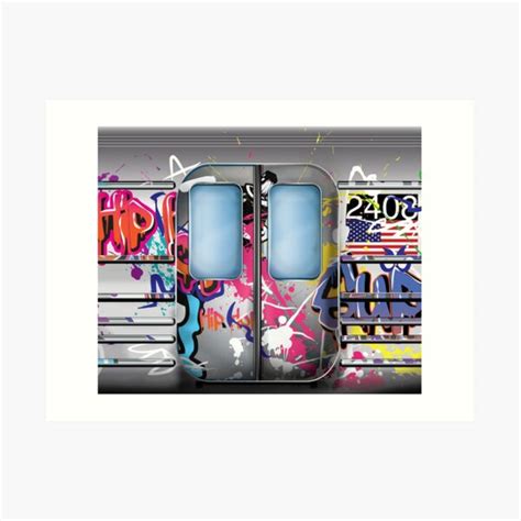 "New York Subway Train with Graffiti ." Art Print by vectorwebstore ...