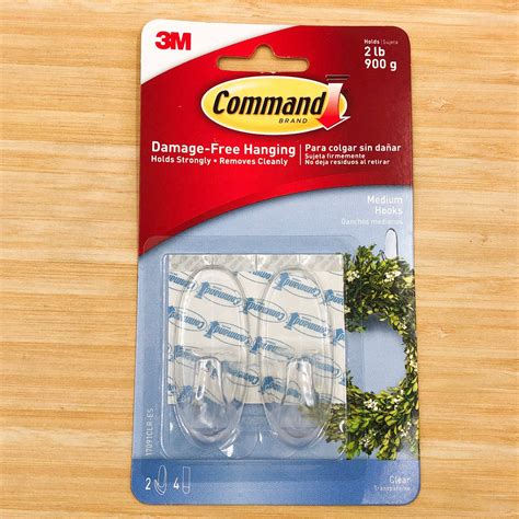 3M Command Hooks Medium Clear 2-Ct