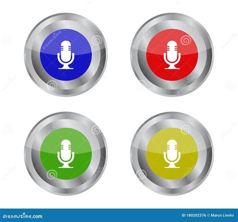 Microphone Button Icon Illustrated in Vector on White Background Stock Illustration ...