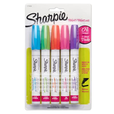 Sharpie Oil-based Paint Markers, Medium Point, Assorted Colors, 5 Count ...