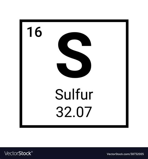 Sulfur atom element periodic table icon Royalty Free Vector