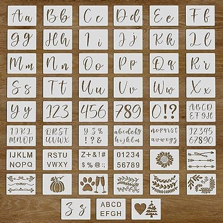 Amazon.com : Letter Stencils for Painting on Wood - 44 Pack Alphabet ...