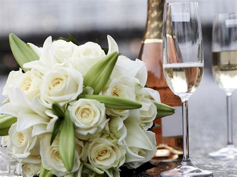 White roses and champagne wallpapers and images - wallpapers, pictures, photos