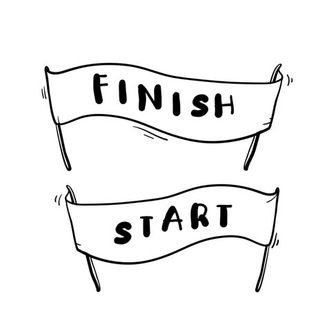 handdrawn start and finish line banners, streamers, flags for outdoor ...