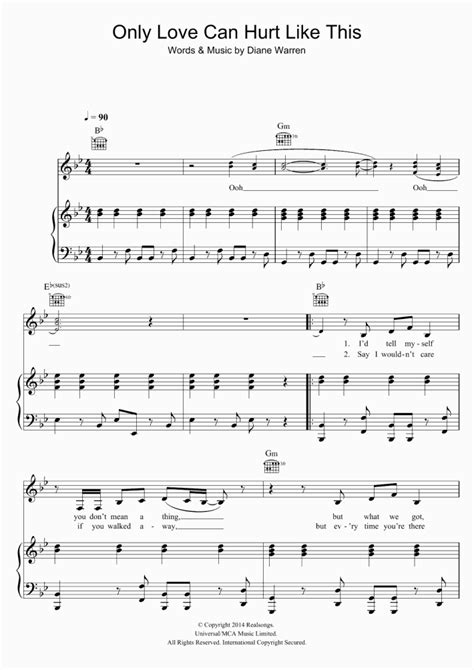 Only Love Can Hurt Like This Piano Sheet Music