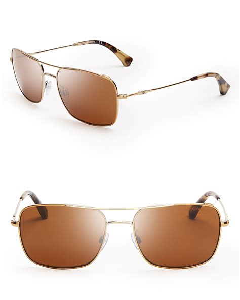 Emporio Armani Modern Square Aviator Sunglasses in Gold for Men | Lyst