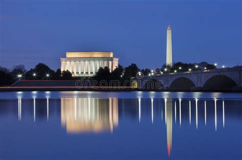 Washington DC Monuments at Night Stock Photo - Image of tourism ...