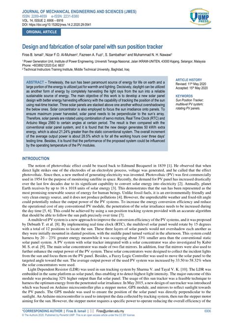 (PDF) Design and fabrication of solar panel with sun position tracker