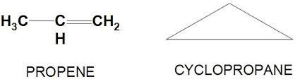 How many isomers are there propene, C_{3}H_{6}?