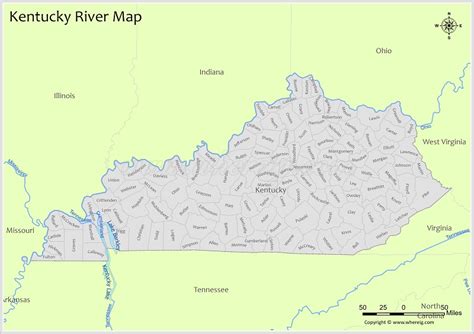 Kentucky River Map - Check list of Rivers, Lakes and Water Resources of ...