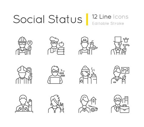 Social status linear icons set 2227513 Vector Art at Vecteezy