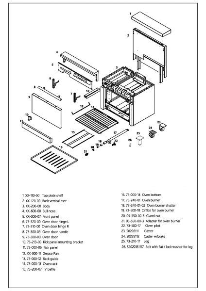 Gas Range Oven & Body Section Parts List – Connerton | 80 Years of Quality Restaurant Products ...