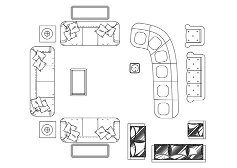 Drawing Room Furniture Sofa Set CAD Blocks Free DWG - Cadbull