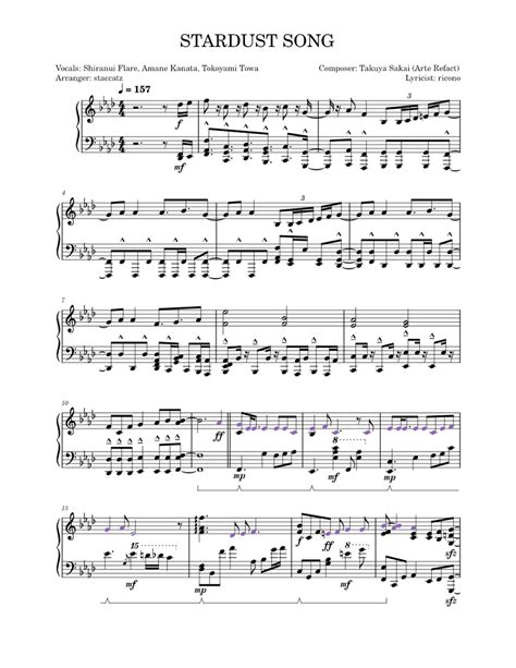 STARDUST SONG Sheet music for Piano (Solo) | Musescore.com