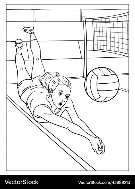 Volleyball coloring page for kids Royalty Free Vector Image