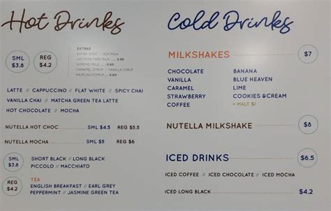 Menu at Daniel's Donuts cafe, Springvale