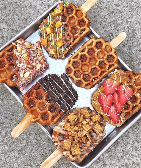 Dipped waffles Yummy Food Dessert, Dessert Recipes, Food Truck Desserts, Food Truck Party, Food ...